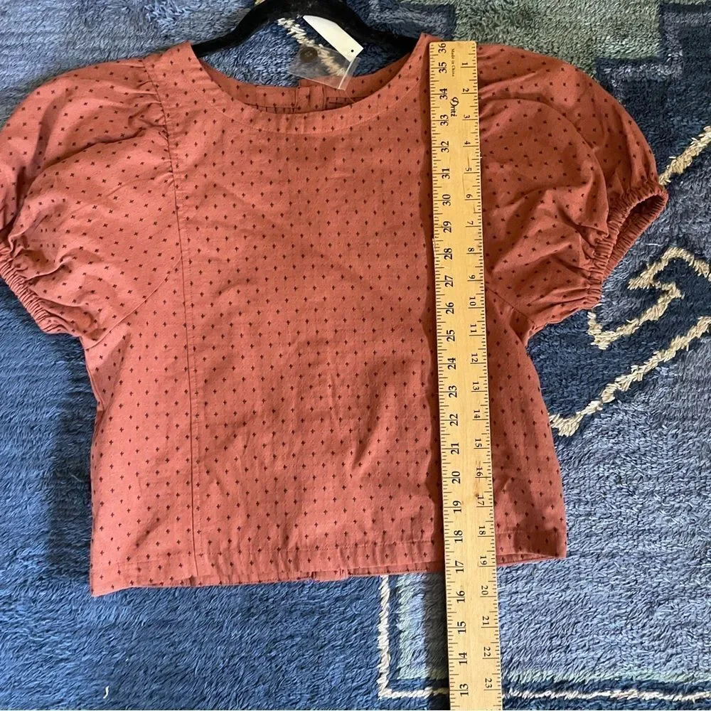 Madewell Jacquard Puff-Sleeve Top in Micro Cross